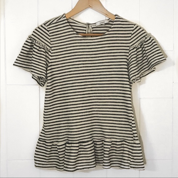 Ro & De Tops - RO & DE striped ruffle top, size medium